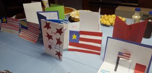 Cards made by Talkeetna Elementary students line the potluck table at VFW Post 3836.  Photo: Phillip Manning