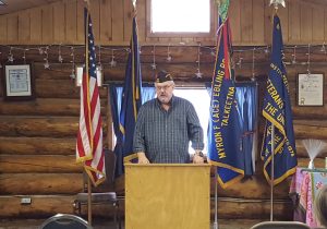 VFW Post 3836 Senior Vice Commander Mel Sheppard speaks about the sacrifices made by those who serve.  Photo: Phillip Manning