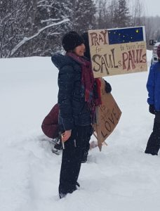 March participant Sarah Kehoe, whose message on Saturday comes from her Christian faith. Photo: Phillip Manning - KTNA