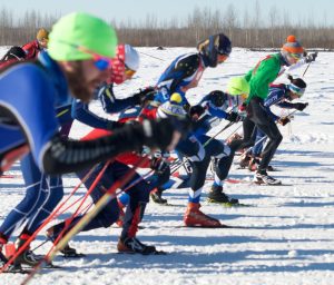 Racers begin the 50k race at the 2017 Oosik in Talkeetna. Photo: Phillip Manning