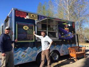 Tim Hennick (L) and John Wagley (R) in front of Talkeetna Tako.  Photo:  Katie Writer