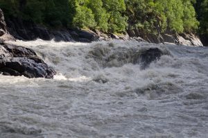"The Devil's Horn," a section of Class-6 rapids in Devil's Canyon on the Susitna River. Photo: Phillip Manning - KTNA