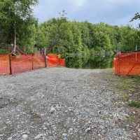 Temporary fence installed at Benka Lake, July 29, 2024